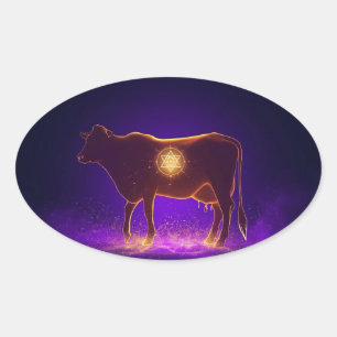 Goddelijke Koe Silhouet   Govardhan Puja Spirituee Ovale Sticker