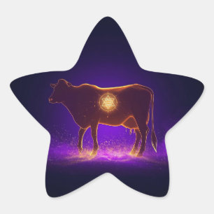 Goddelijke Koe Silhouet Govardhan Puja Spirituee Ster Sticker