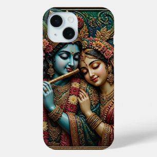 Goddelijke Krishna en Radha traditionele muurschil