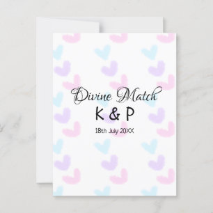 Goddelijke match voeg koppelnaam letter hartpatroo briefkaart