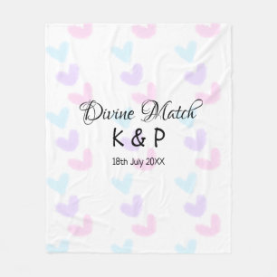 Goddelijke match voeg koppelnaam letter hartpatroo fleece deken