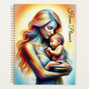 Goddelijke moeder en kind stralende gloeiende scèn planner