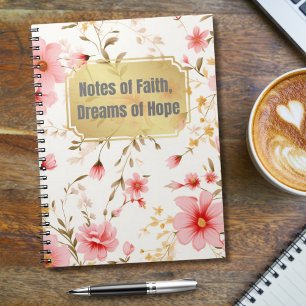 Goddelijke quote op roze  bloemmotief notitieboek