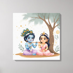 Goddelijke Radha Krishna Canvas Print Spiritueel