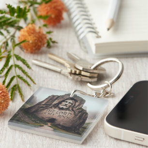 Goddelijke rots: Jezus gegraveerd De Heer is mijn Sleutelhanger