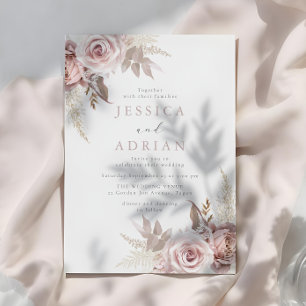 Goddelijke schoonheid: Blush & Roos Floral Wedding Kaart