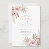 Goddelijke schoonheid: Blush & Roos Floral Wedding Kaart (Voorkant)