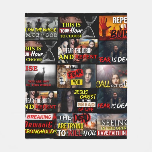 Goddelijke Threads of Faith: Een wandtapijt collag Fleece Deken (Voorkant)