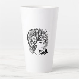 Goddelijke Vrouwelijke Mandala Art Floral Crystal  Latte Mok