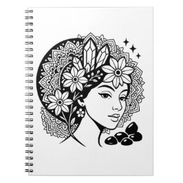 Goddelijke Vrouwelijke Mandala Art Floral Crystal  Notitieboek