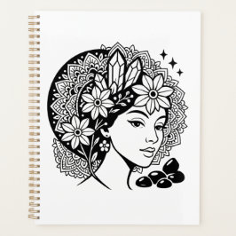 Goddelijke Vrouwelijke Mandala Art Floral Crystal  Planner
