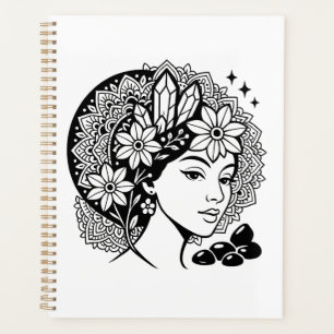 Goddelijke Vrouwelijke Mandala Art Floral Crystal Planner
