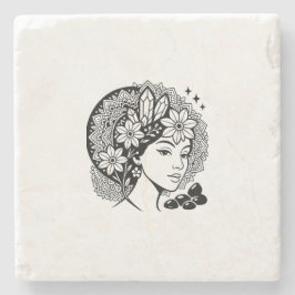 Goddelijke Vrouwelijke Mandala Art Floral Crystal  Stenen Onderzetter