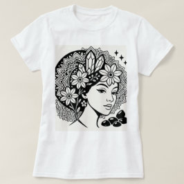 Goddelijke Vrouwelijke Mandala Art Floral Crystal  T-shirt
