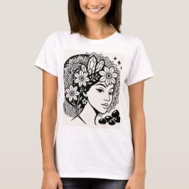 Goddelijke Vrouwelijke Mandala Art Floral Crystal  T-shirt