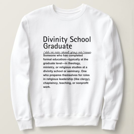 Goddelijkheidsschool afstuderen trui (Design voorkant)