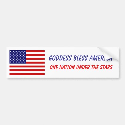 GODDESS BLESS AMERICA BUMPERSTICKER (Voorkant)