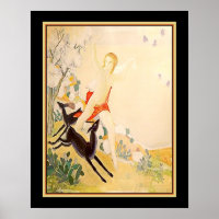 "Goddess Diana die met Deer loopt" Art Deco