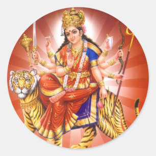 Goddess Durga (Hindu godin) Ronde Sticker
