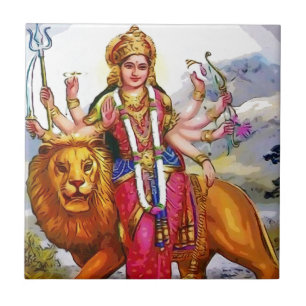 Goddess Durga met Lion Painting Tegeltje