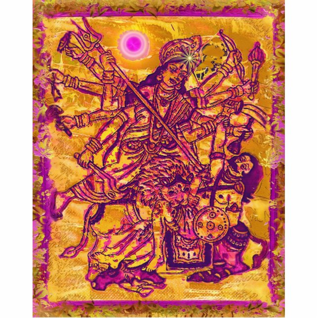 Goddess Durga Photo Sculpture Staand Fotobeeldje (Voorkant)