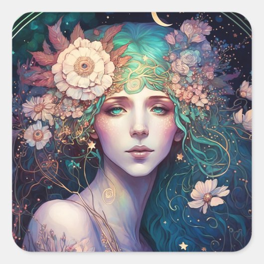 Goddess Fantasy Art Square Sticker (Voorkant)