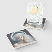 Goddess Fantasy Moon Goddess Crescent Moon Stenen Onderzetter (Zijkant)