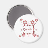 Goddess Floral Magnet, Brick Red Magneet (Voorkant / Achterkant)