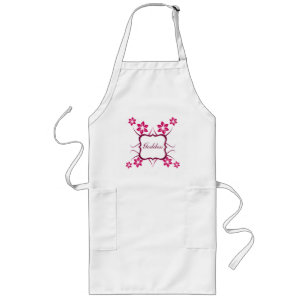 Goddess Floral Schort, Magenta Lang Schort