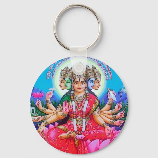 Goddess Gayatri Devi Deity Sleutelhanger (Voorkant)