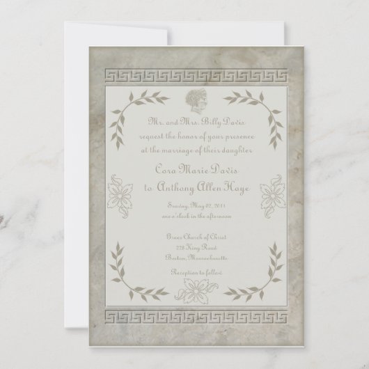 Goddess Juno Symbol for Marriage Marble Invitation Kaart (Voorkant)