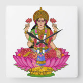 Goddess Lakshmi Clock Vierkante Klok (Voorkant)