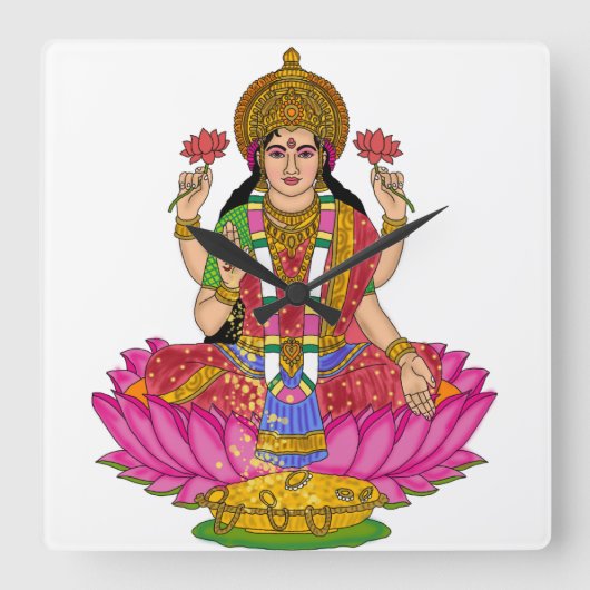 Goddess Lakshmi Clock Vierkante Klok (Voorkant)