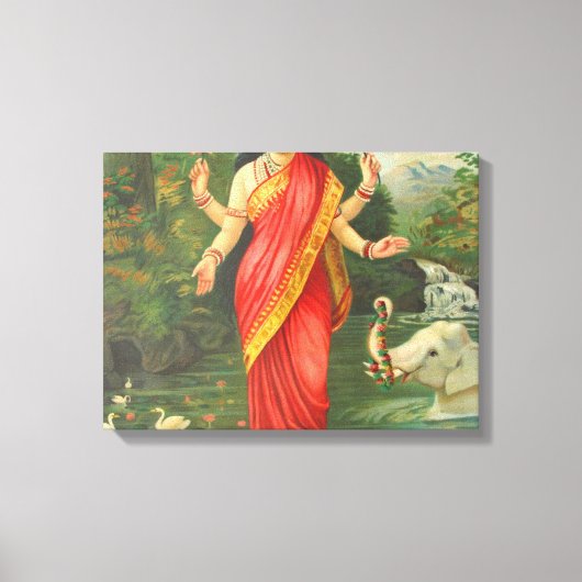 Goddess Lakshmi - Raja Ravi Varma Canvas Afdruk (Voorkant)