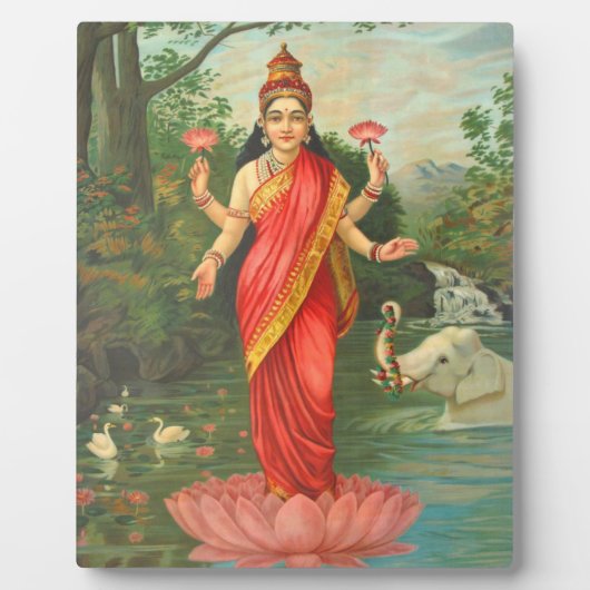 Goddess Lakshmi - Raja Ravi Varma Fotoplaat (Voorkant)