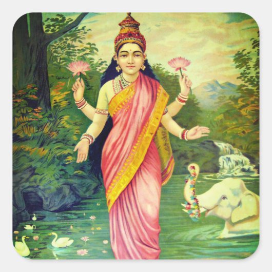 Goddess Lakshmi Vierkante Sticker (Voorkant)