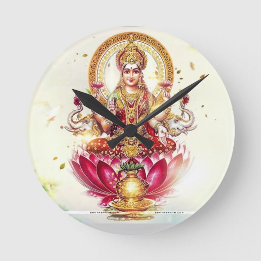 GODDESS LAKSHMI WALL CLOCK RONDE KLOK (Voorkant)