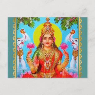 Goddess Lakshmi White Elephants Diwali Painting Briefkaart