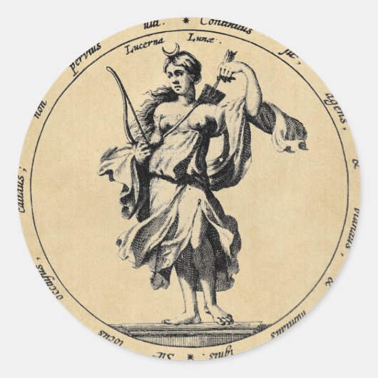 Goddess Luna Moon Ronde Sticker (Voorkant)