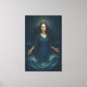 Goddess of Tidal Serenity – Ocean Spirit Blue Aura Canvas Afdruk (Voorkant)