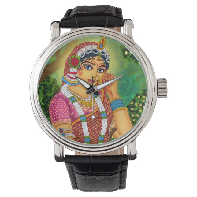 Goddess Radha Wall Clock Horloge (Voorkant)