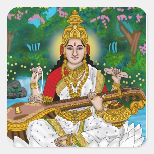 Goddess Saraswati Sticker (Voorkant)