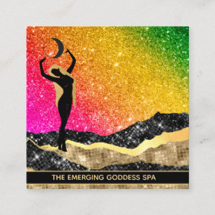 *~* Goddess Woman Ombre Rainbow Glitter Unicorn Vierkante Visitekaartje