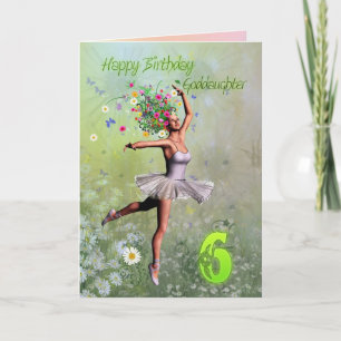 Goddochter 6, bloemenfee verjaardagskaart kaart