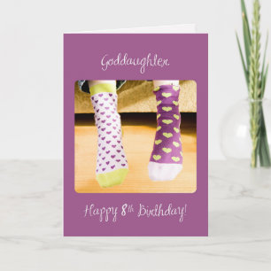 Goddochter 8th Birthday Crazy Socks Kaart