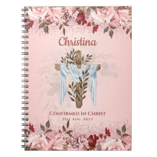 Goddochter CONFIRMATION Rosegold Flowers Roze niet Notitieboek