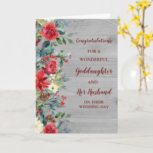 Goddochter en echtgenoot bruiloft gefeliciteerd kaart (Gele Bloem)