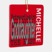 Goddochter Extraordinaire CUSTOM Keramisch Ornament (Rechts)