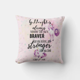 Goddochter Motivatie Spreuk Eenhoorn Roze Kussen
