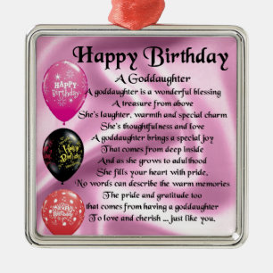 Goddochter Poem - Happy Birthday Metalen Ornament
